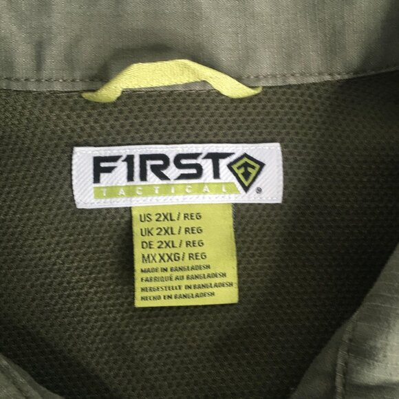 First Tactical Shirt Mens 2XL Green Short Sleeve Button Front Vented Pockets - Picture 2 of 16